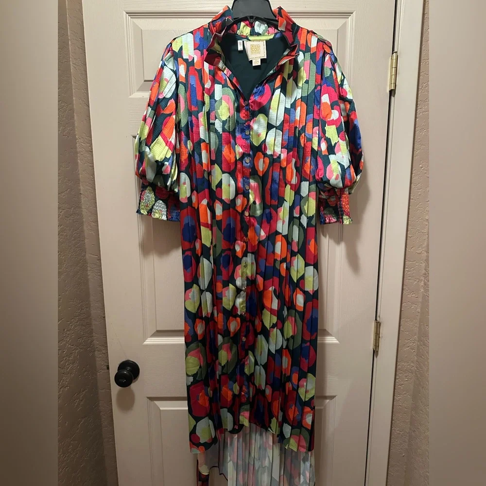 Emily McCarthy Rowan Pleated Cheetah dress XL LIKE NEW - Picture 4 of 6